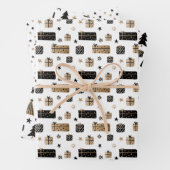 Elegant Gold, zwart en wit, modern kerstfeest Inpakpapier Vel (In situ)