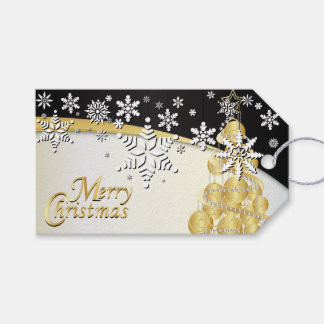 Elegant Gold, zwarte en witte kerst Cadeaulabel
