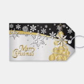 Elegant Gold, zwarte en witte kerst Cadeaulabel (Voorkant (Horizontaal))