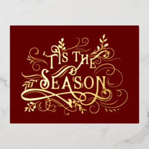 Elegant  Gold'Dit is de seizoenstypografie Folie Feestdagen Briefkaart
