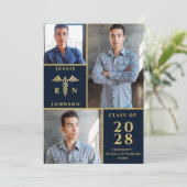Elegant Golden 3 PHOTO Nursing Graduation Party Kaart (Staand voorkant)