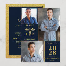 Elegant Golden 3 PHOTO Nursing Graduation Party