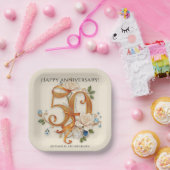 Elegant Golden 50e Jubileum Papieren Bordje (Feest)