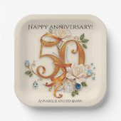 Elegant Golden 50e Jubileum Papieren Bordje (Voorkant)