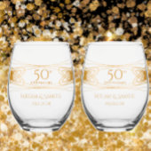 Elegant Golden 50ste Jubileum gepersonaliseerd cad Wijnglas Zonder Voet