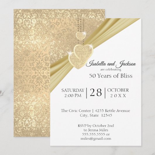 Elegant Golden 50ste Jubileum Kaart (Voorkant / Achterkant)