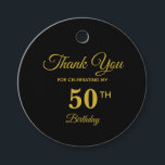 Elegant Golden 50th Birthday Dank je voor de tags Bedankjes Labels<br><div class="desc">Elegant mooi gouden 50ste verjaardag Dank je wel voor de tags. Elegant gouden en zwarte label.</div>