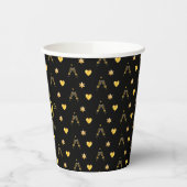 Elegant Golden 50th Birthday on Black Paper Cups Papieren Bekers (Links)