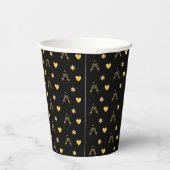 Elegant Golden 50th Birthday on Black Paper Cups Papieren Bekers (Rechts)