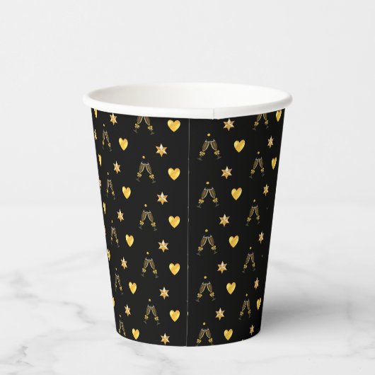 Elegant Golden 50th Birthday on Black Paper Cups Papieren Bekers (Rechts)
