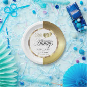 Elegant Golden 50th Heart Design Papieren Bordje (Feest)