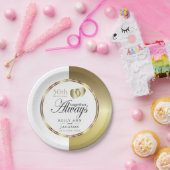 Elegant Golden 50th Heart Design Papieren Bordje (Feest)