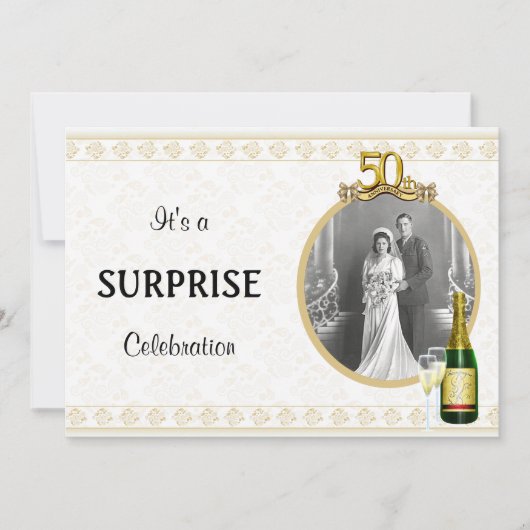 Elegant Golden 50th Jubileum Party uitnodigingen (Voorkant)