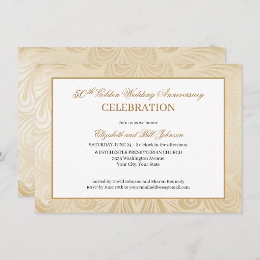 Elegant Golden 50th Script Wedding Jubileum Kaart (Voorkant / Achterkant)