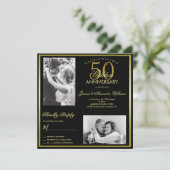 Elegant Golden 50th Wedding Jubileum Foto Kaart (Staand voorkant)