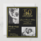 Elegant Golden 50th Wedding Jubileum Foto Kaart (Voorkant)