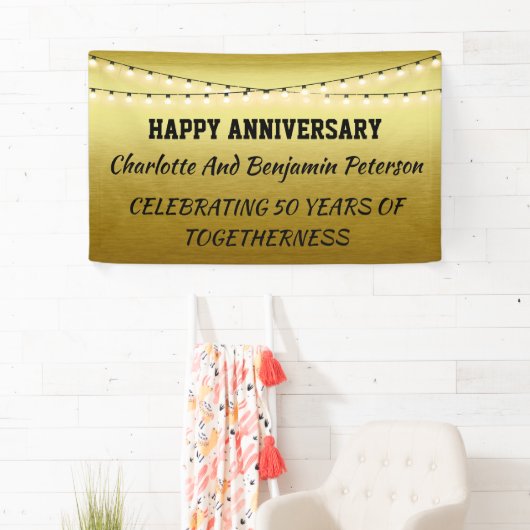 Elegant Golden 50th Wedding Jubileum Spandoek (Insitu)