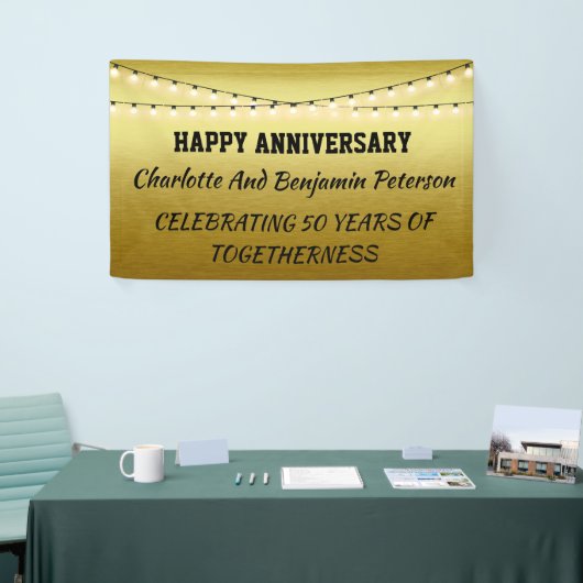 Elegant Golden 50th Wedding Jubileum Spandoek (Beurs)
