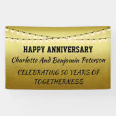 Elegant Golden 50th Wedding Jubileum Spandoek (Horizontaal)