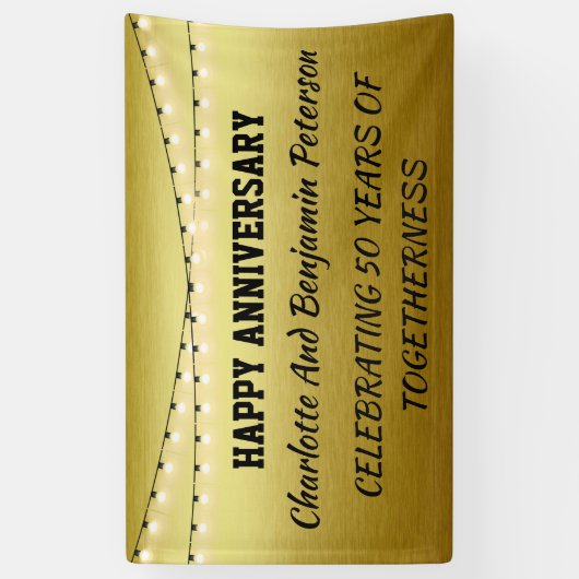 Elegant Golden 50th Wedding Jubileum Spandoek (Verticaal)