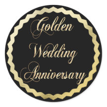 Elegant Golden 50th Wedding Jubileum Sticker