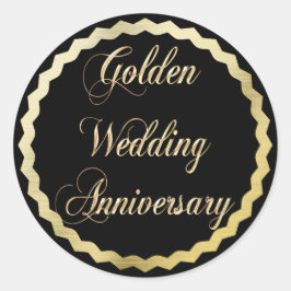Elegant Golden 50th Wedding Jubileum Sticker