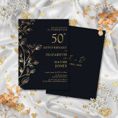Elegant Golden 50th Wedding Jubileum Uitnodiging