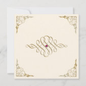 Elegant Golden Accent Gold Wedding Invite Kaart (Achterkant)