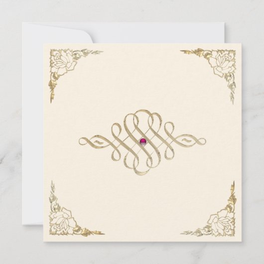 Elegant Golden Accent Gold Wedding Invite Kaart (Achterkant)