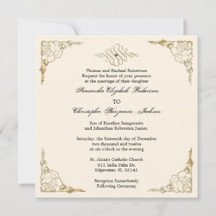 Elegant Golden Accent Gold Wedding Invite Kaart