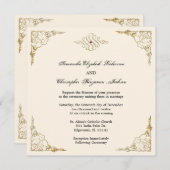 Elegant Golden Accent Gold Wedding Invite Kaart (Voorkant / Achterkant)