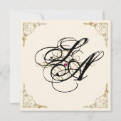 Elegant Golden Accent Gold Wedding Invite Kaart (Achterkant)