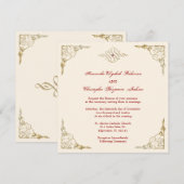 Elegant Golden Accent Gold Wedding Invite Kaart (Voorkant / Achterkant)