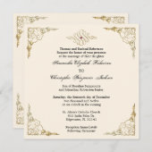 Elegant Golden Accent Gold Wedding Invite Kaart (Voorkant / Achterkant)