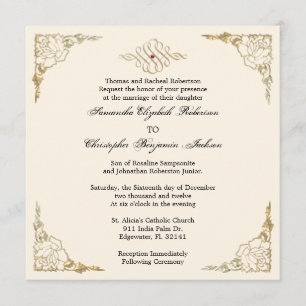 Elegant Golden Accent Gold Wedding Invite Kaart