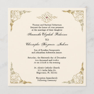 Elegant Golden Accent Gold Wedding Invite Kaart