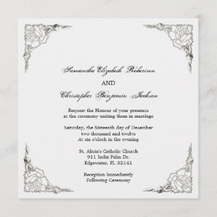 Elegant Golden Accent Silver Wedding Invite Kaart