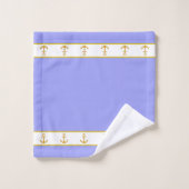 Elegant, Golden Anchors on White & Light Blue Bad Handdoek (Wasdoekje)