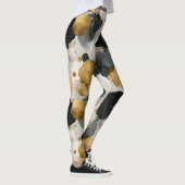 Elegant Golden and Charcoal Scallop Shell Pattern  Leggings (Rechts)