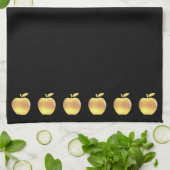 Elegant Golden Apples on Black Theedoek (Gevouwen)