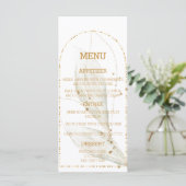 Elegant Golden Arch Botanical Wedding Menu Kaarten (Staand voorkant)