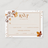 Elegant Golden Autumn Leaf Bruiloft RSVP Kaart (Voorkant)