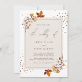 Elegant Golden Autumn Leaf Photo Wedding Kaart (Voorkant)
