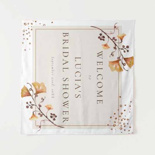 Elegant Golden Autumn Leaf Vrijgezellenfeest Welko Wandkleed (Voorkant (horizontaal))