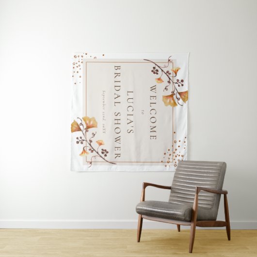 Elegant Golden Autumn Leaf Vrijgezellenfeest Welko Wandkleed (In Situ (horizontaal))