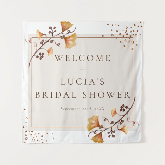 Elegant Golden Autumn Leaf Vrijgezellenfeest Welko Wandkleed (Voorkant)