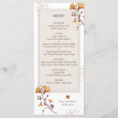 Elegant Golden Autumn Leaf Wedding Menu (Voorkant)