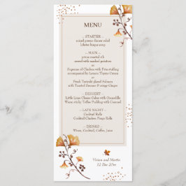 Elegant Golden Autumn Leaf Wedding Menu