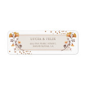 Elegant Golden Autumn Leaf Wedding Return Address Etiket (Voorkant)