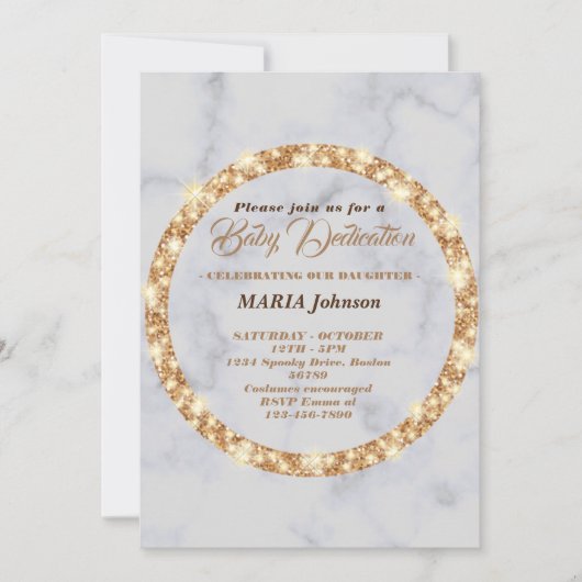 elegant golden baby toewijding - uitnodiging (Voorkant)